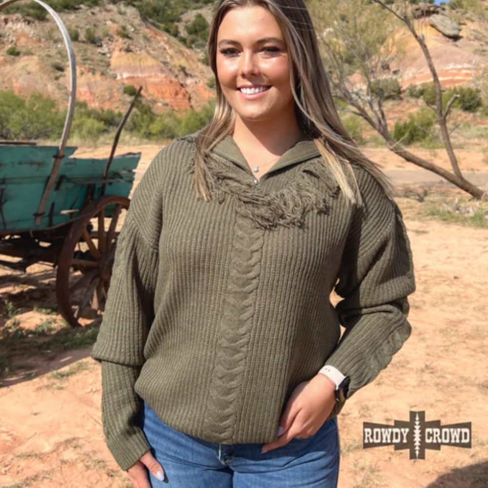 Rowdy Crowd Cypress Sweater Cable Knit 1/4‎ Quarter Zip NWT